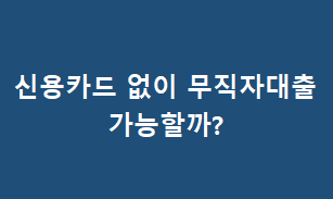 신용카드 없이 무직자대출 가능한 곳 - 카카오뱅크, 우리은행 등