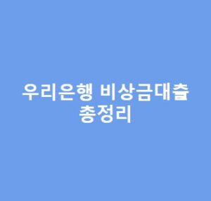 우리은행-비상금대출-총정리